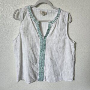 Loft Cotton White Sleeveless Top Size Xlarge